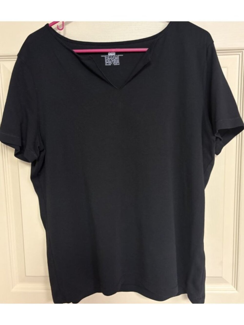 Jones New York Top Women Size XXL Black Solid Pullover Short Sleeve Blouse